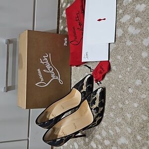 Christian Louboutin Corneille 100 Black/Gold/Silver Sz 39.5